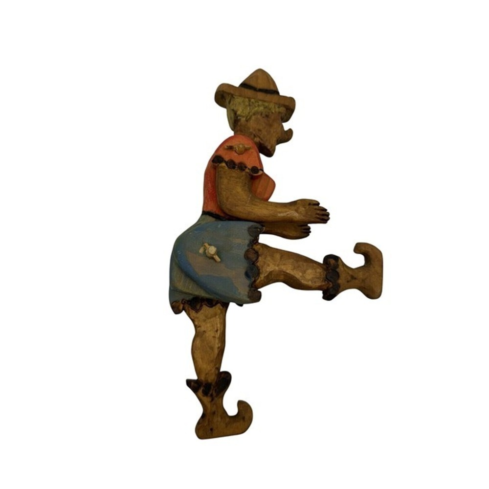 Vintage Girl Puppet Hand Carved‎ And Painted Wooden Toy 7 Inches Sitting Size